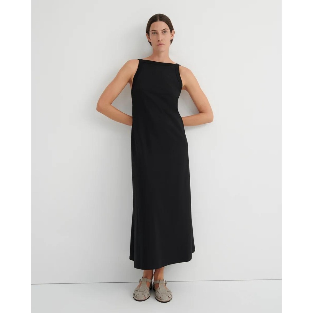 Kowtow Womens Maxi Dress M Low Back Black Cotton Sleeveless Racerback Minimalist